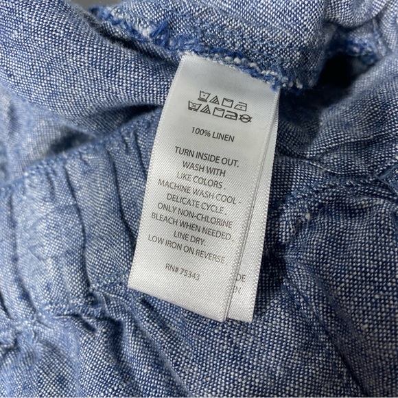 Catherine Malandrino Women’s High Waist Wide Leg Pants Blue 100% Linen Medium - Picture 4 of 8